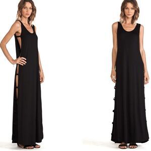 Rachel Pally Elodie Maxi Dress Side Cutouts Black Modal Spandex Sleeveless Small